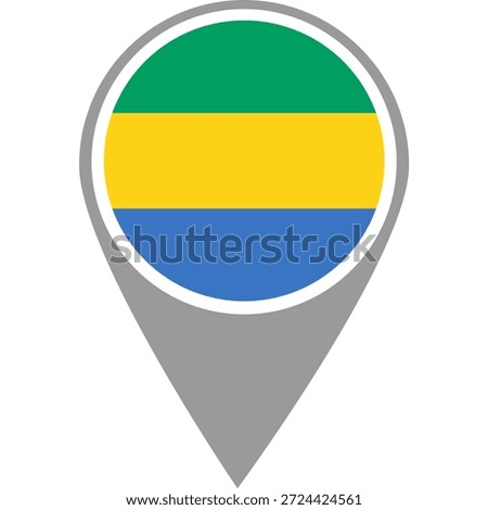 Gabon flag location pin, Gabon flag on location pin, Gabon map pointer in high quality