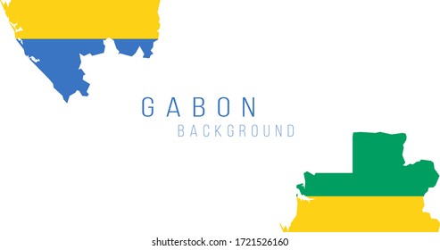 Gabon flag map background. The flag of the country in the form of borders. Stock vector illustration isolated on white background.