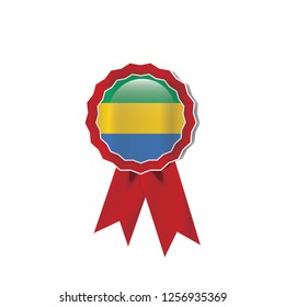 Gabon flag medal vector design.  Realistic 3D red color