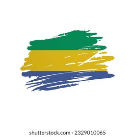 Gabon flag - nation vector country flag trextured in grunge scratchy brush stroke.
