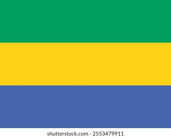 Gabon flag in official colors, dimensions and aspect ratio. Vector flag symbolizing national pride, identity, heritage, patriotism and authority