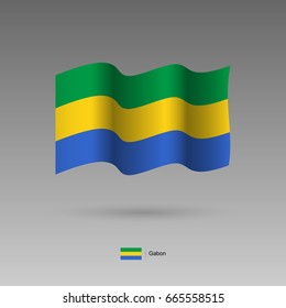 Gabon flag. Official colors and proportion correctly. High detailed vector illustration. 3d and isometry. EPS10