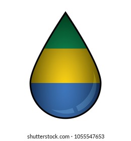 The Gabon  flag painted on 3D water drop