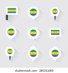 gabon flag and pins for infographic, and map design