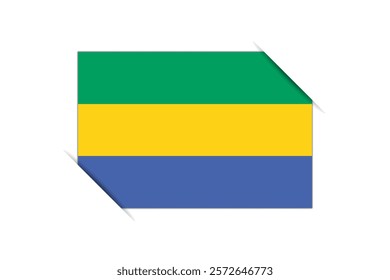 Gabon flag - rectangle colorful flag representing a country cultural identity and heritage. The essence of national pride and unity. Attached by the corners in a paper album