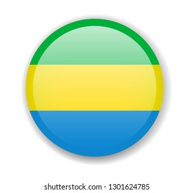 Gabon flag round bright icon vector Illustration