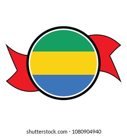 Gabon flag in round button of icon. flag logo of Gabon emblem isolated on white background, Gabon national concept sign, Vector illustration.