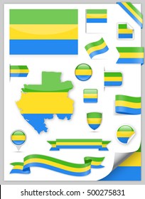 Juego de banderas de Gabón - Colección de vectores
