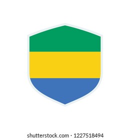 Gabon flag. Gabon shield flag.