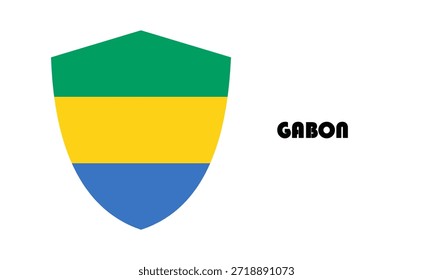 Gabon flag in shield shape (badge)