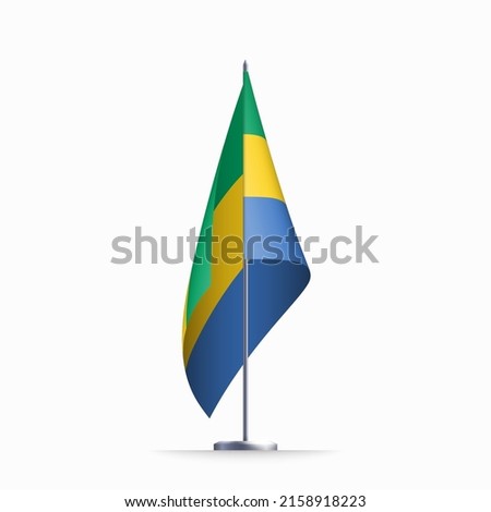 Gabon flag state symbol isolated on background national banner. Greeting card National Independence Day of the Gabonese Republic. Illustration banner with realistic state flag.