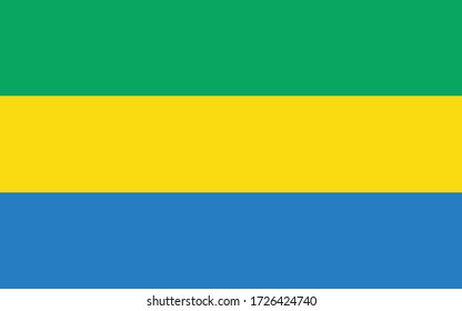 Gabon flag vector graphic. Rectangle Gabonese flag illustration. Gabon country flag is a symbol of freedom, patriotism and independence.