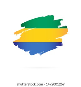 Gabon flag. Vector illustration on a white background. Brush strokes are drawn by hand.