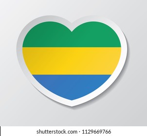 gabon flag vector love heart shape