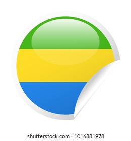 Gabon Flag Vector Round Corner Paper Icon - Illustration