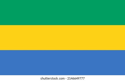 Gabon flag vector. Shamrock Green, Metallic Yellow, and Han Blue