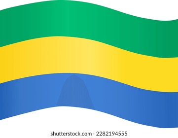 Gabon flag wave isolated on png or transparent background