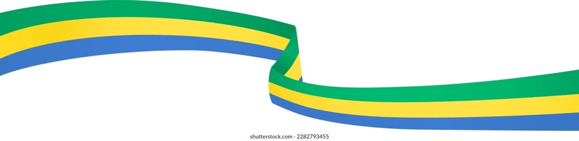 Gabon flag wave isolated on png or transparent background