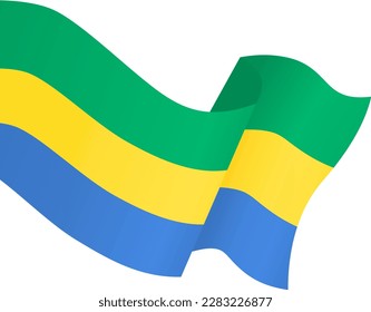 Gabon flag wave isolated on png or transparent background