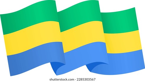 Gabon flag wave isolated on png or transparent background