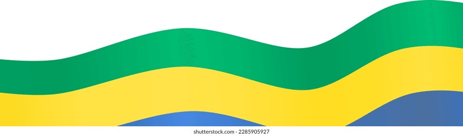 Gabon flag wave isolated on png or transparent background