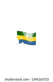 Gabon flag waved design concept. Flags collection textured in grunge style. Image relative to travel and politic themes. Rough jeans texture