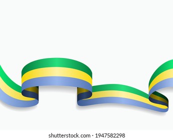 Gabon flag wavy abstract background. Vector illustration.