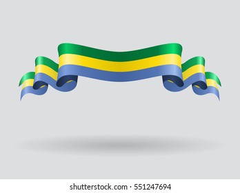 Gabon flag wavy abstract background. Vector illustration.