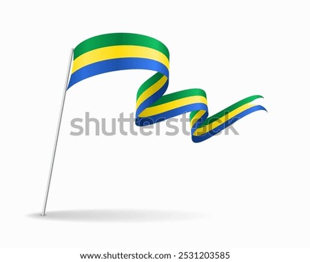 Gabon flag wavy background layout. Vector illustration.