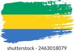 Gabon flag, wide brush stroke on transparent background, vector.