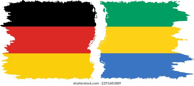 Gabon and Germany grunge flags connection, vector