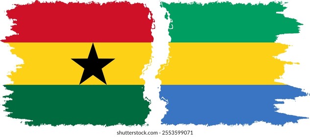 Gabon and Ghana grunge flags connection, vector