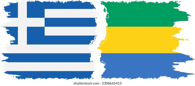 Conexión de banderas de grifo Gabón y Grecia, vector