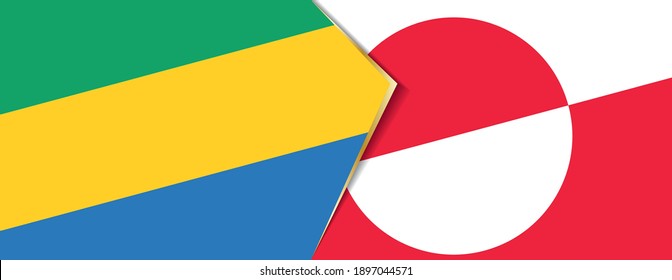Gabon and Greenland flags, two vector flags symbol of relationship or confrontation.