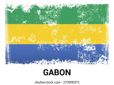 Gabon grunge flag isolated vector in official colors and Proportion Correctly. country's name label in bottom