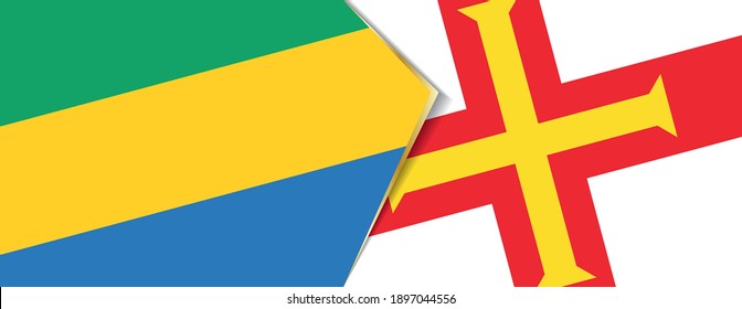 Banderas del Gabón y Guernsey, dos banderas vectoriales símbolo de relación o enfrentamiento.