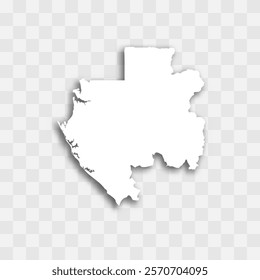 Gabon high detailed vector representation of country silhouette. White color on transparent background with dropped shadow. For educational, decorative, or informational use.