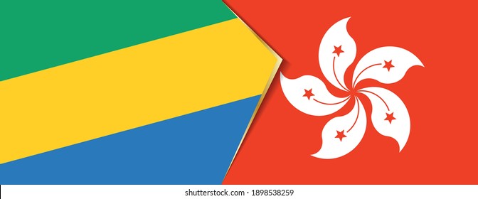 Gabon and Hong Kong flags, two vector flags symbol of relationship or confrontation.