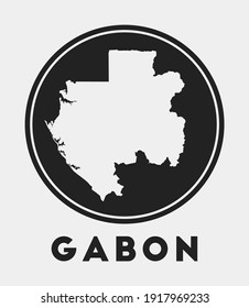 Gabon icon. Round logo with country map and title. Stylish Gabon badge with map. Vector illustration.