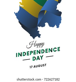 Gabon Independence day. Gabon map. Vector illustration.