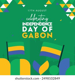 Gabon Independence Day.17th August Gabon Independence day celebration banner with abstract elements and shapes