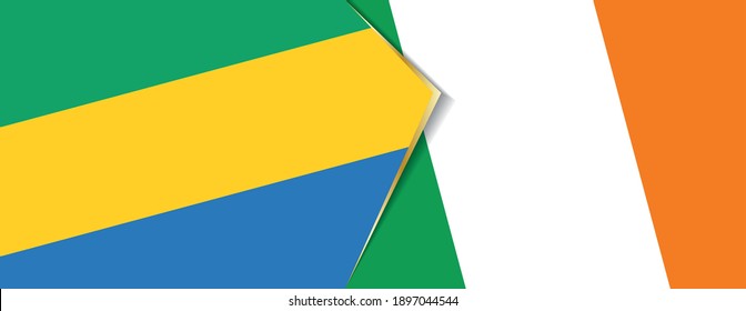 Gabon and Ireland flags, two vector flags symbol of relationship or confrontation. - Shutterstock ID 1897044544