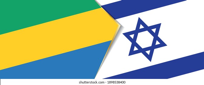Gabon and Israel flags, two vector flags symbol of relationship or confrontation.
