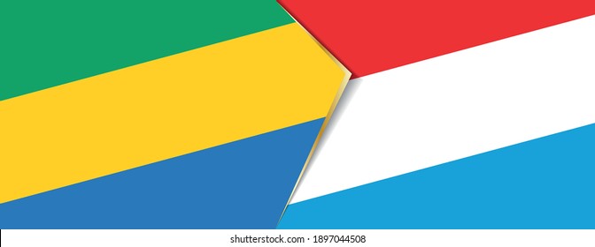 Gabon and Luxembourg flags, two vector flags symbol of relationship or confrontation.