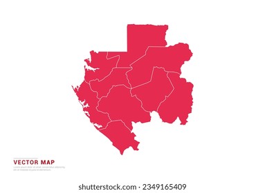Gabon Map - abstract style red isolated on white background for infographic, design vector.