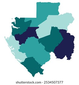 Mapa de Gabón. Mapa de Gabón en provincias administrativas en multicolor