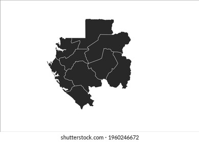 Gabon Map black Color on White Backgound