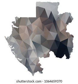 gabon map - Black, grey, geometric rumpled low poly style gradient graphic background, polygonal design for your. Vector illustration eps 10.