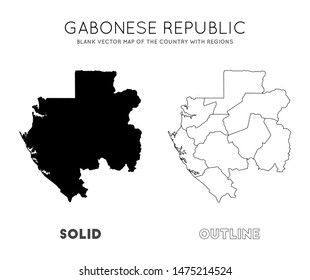 Gabon map. Blank vector map of the Country with regions. Borders of Gabon for your infographic. Vector illustration.