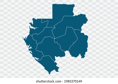 Gabon map blue Color on Backgound png
